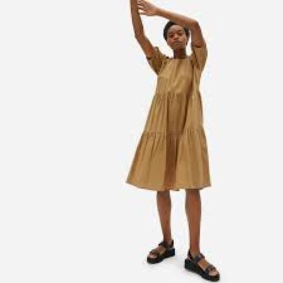 Everlane The Tiered Cotton Dress in Coconut Khaki/Size 8 - Picture 1 of 11